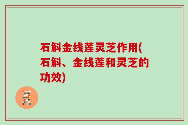 石斛金线莲灵芝作用(石斛、金线莲和灵芝的功效)