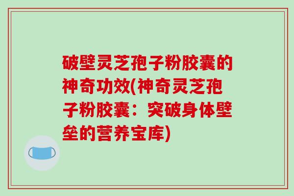 破壁灵芝孢子粉胶囊的神奇功效(神奇灵芝孢子粉胶囊：突破身体壁垒的营养宝库)