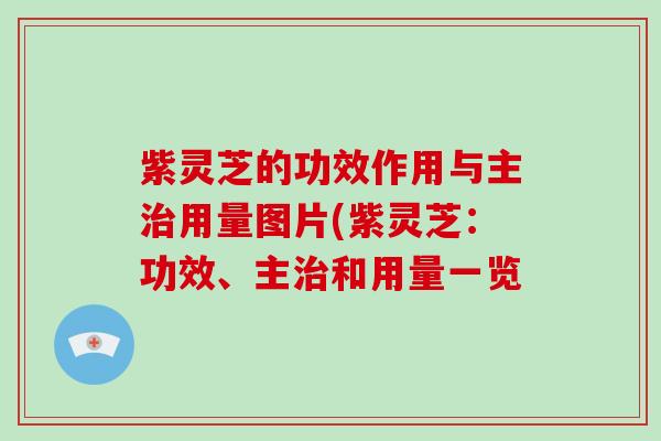 紫灵芝的功效作用与主用量图片(紫灵芝：功效、主和用量一览