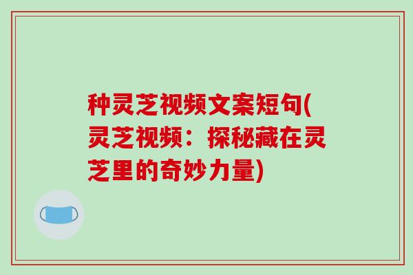 种灵芝视频文案短句(灵芝视频：探秘藏在灵芝里的奇妙力量)