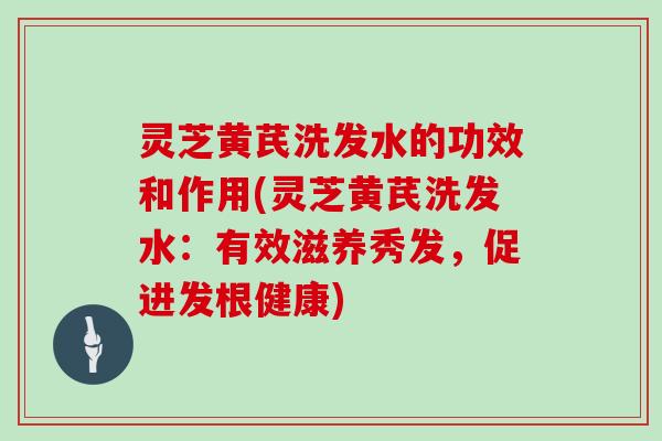 灵芝黄芪洗发水的功效和作用(灵芝黄芪洗发水：有效滋养秀发，促进发根健康)