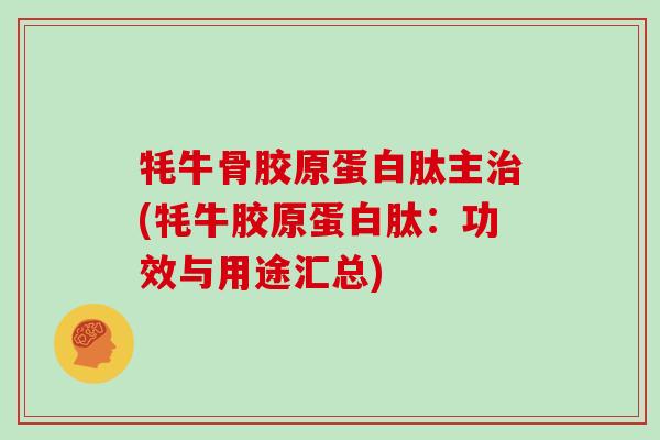 牦牛骨胶原蛋白肽主(牦牛胶原蛋白肽：功效与用途汇总)