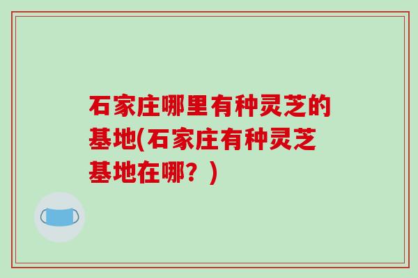 石家庄哪里有种灵芝的基地(石家庄有种灵芝基地在哪？)
