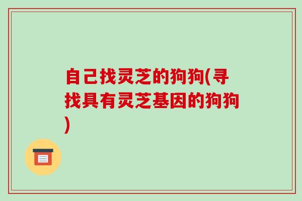 自己找灵芝的狗狗(寻找具有灵芝基因的狗狗)