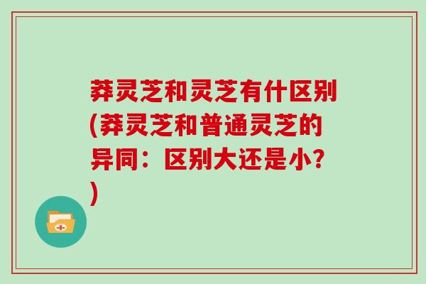 莽灵芝和灵芝有什区别(莽灵芝和普通灵芝的异同：区别大还是小？)