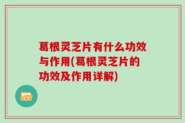 葛根灵芝片有什么功效与作用(葛根灵芝片的功效及作用详解)