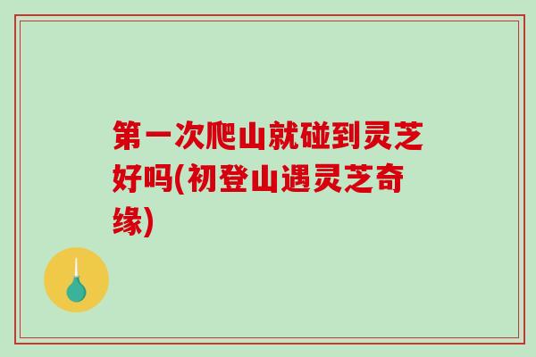 第一次爬山就碰到灵芝好吗(初登山遇灵芝奇缘)