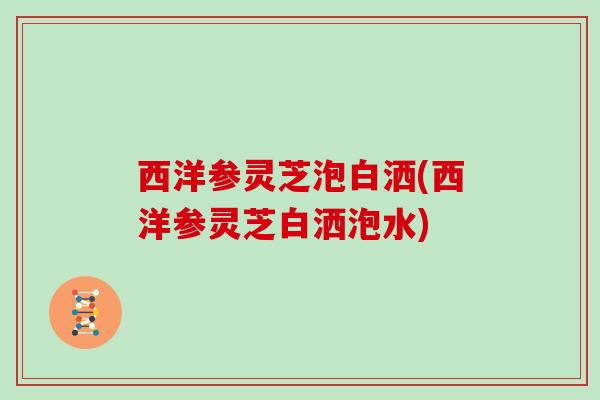 西洋参灵芝泡白洒(西洋参灵芝白洒泡水)