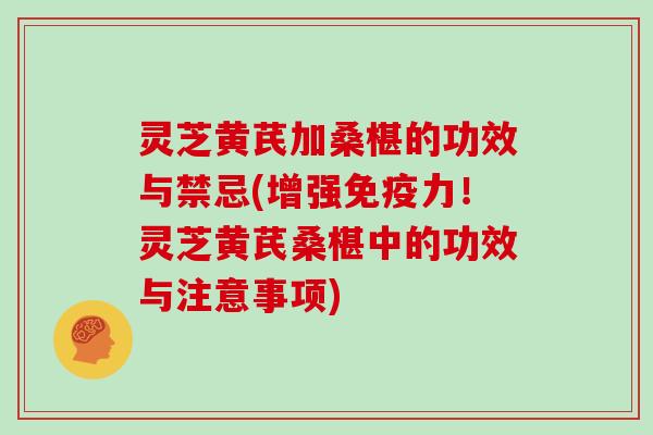 灵芝黄芪加桑椹的功效与禁忌(增强免疫力！灵芝黄芪桑椹中的功效与注意事项)