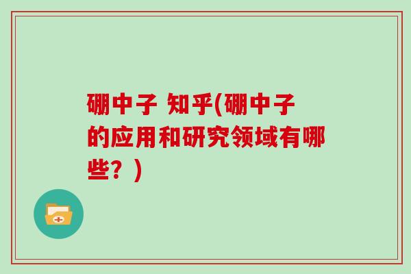 硼中子 知乎(硼中子的应用和研究领域有哪些？)