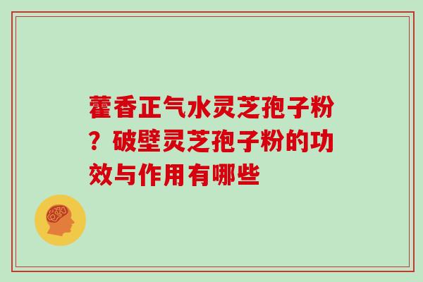 藿香正气水灵芝孢子粉？破壁灵芝孢子粉的功效与作用有哪些