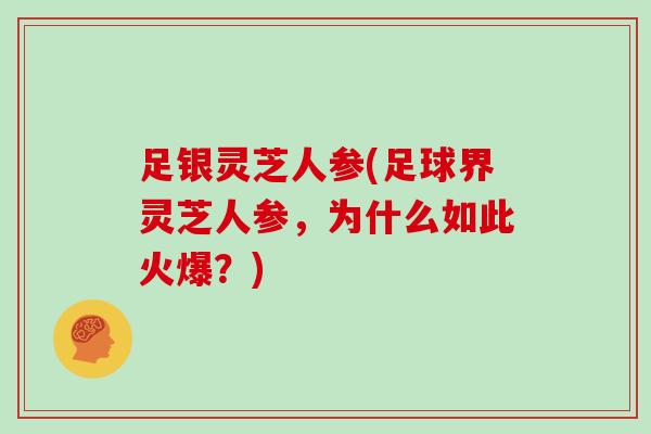 足银灵芝人参(足球界灵芝人参，为什么如此火爆？)