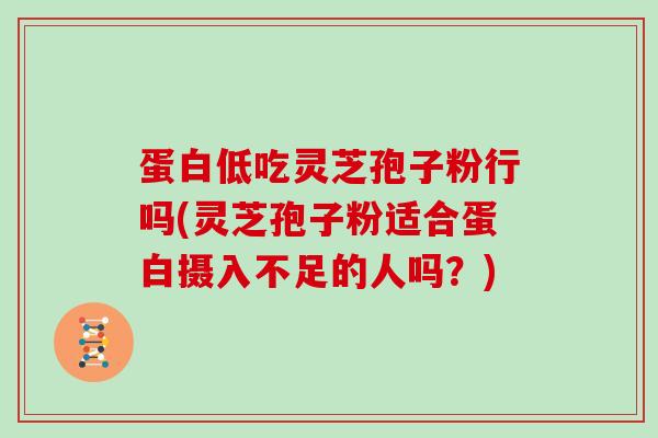 蛋白低吃灵芝孢子粉行吗(灵芝孢子粉适合蛋白摄入不足的人吗？)