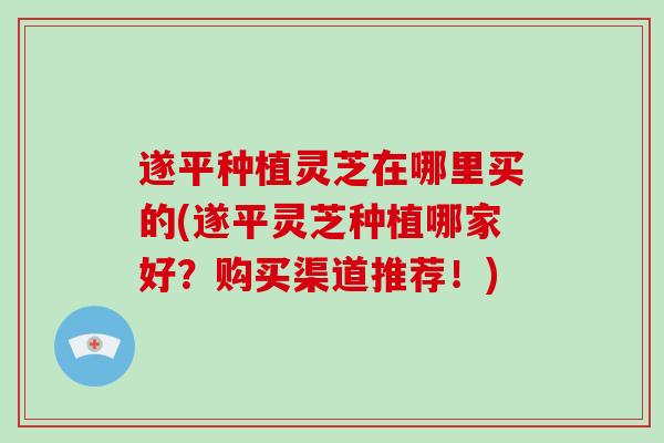 遂平种植灵芝在哪里买的(遂平灵芝种植哪家好？购买渠道推荐！)