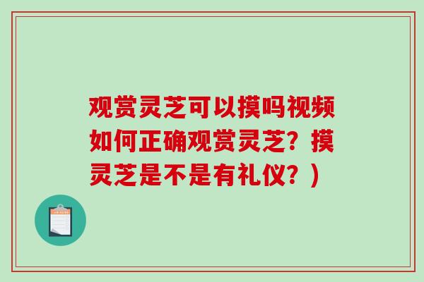 观赏灵芝可以摸吗视频如何正确观赏灵芝？摸灵芝是不是有礼仪？)