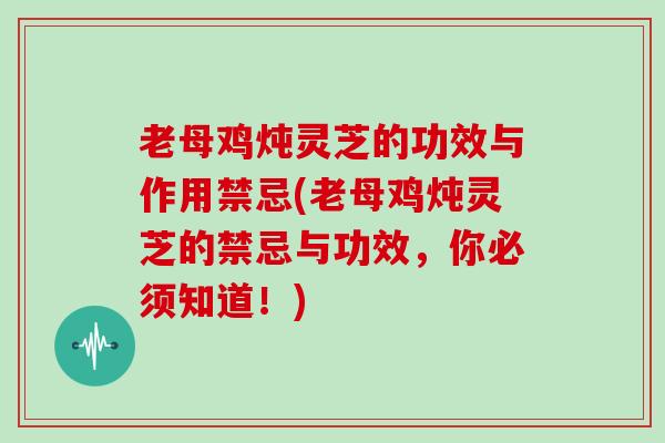 老母鸡炖灵芝的功效与作用禁忌(老母鸡炖灵芝的禁忌与功效，你必须知道！)