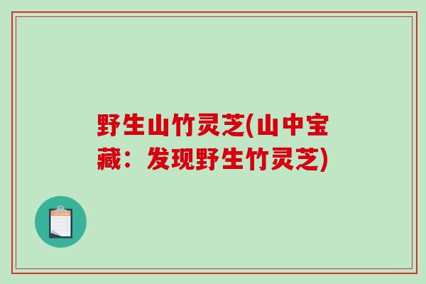野生山竹灵芝(山中宝藏：发现野生竹灵芝)