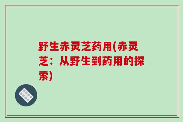 野生赤灵芝药用(赤灵芝：从野生到药用的探索)