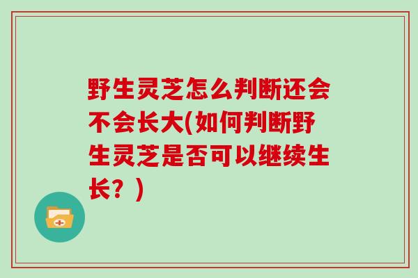 野生灵芝怎么判断还会不会长大(如何判断野生灵芝是否可以继续生长？)