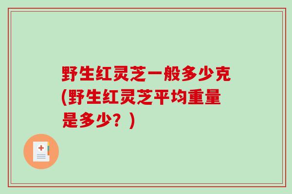 野生红灵芝一般多少克(野生红灵芝平均重量是多少？)