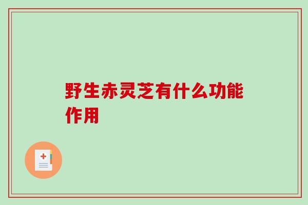 野生赤灵芝有什么功能作用