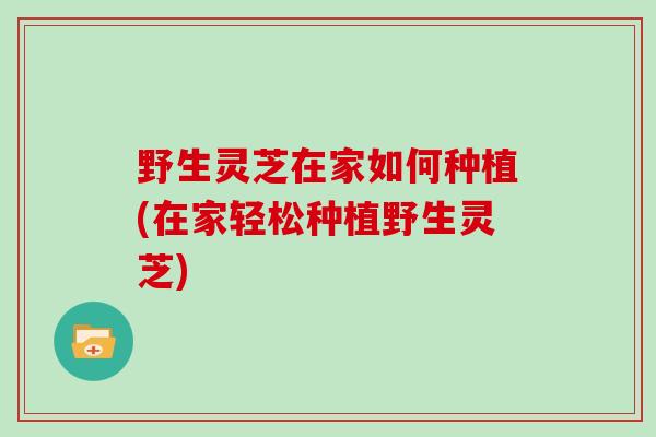 野生灵芝在家如何种植(在家轻松种植野生灵芝)