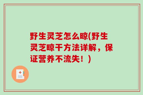 野生灵芝怎么晾(野生灵芝晾干方法详解，保证营养不流失！)