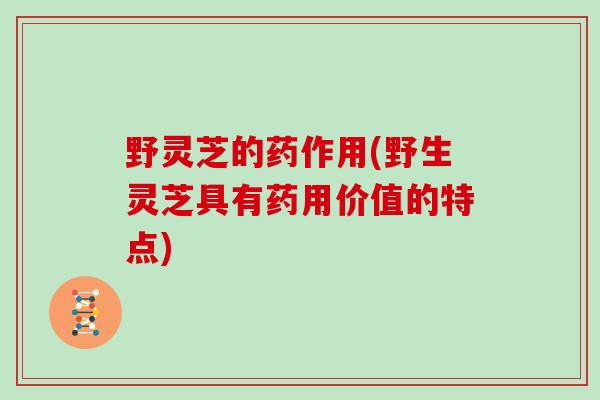 野灵芝的药作用(野生灵芝具有药用价值的特点)