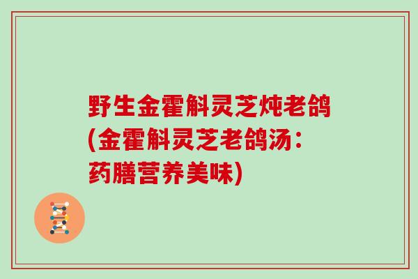 野生金霍斛灵芝炖老鸽(金霍斛灵芝老鸽汤：药膳营养美味)