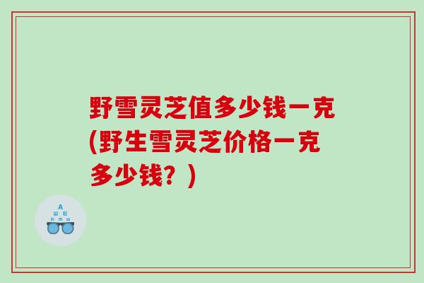 野雪灵芝值多少钱一克(野生雪灵芝价格一克多少钱？)