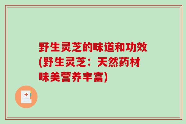 野生灵芝的味道和功效(野生灵芝：天然药材味美营养丰富)