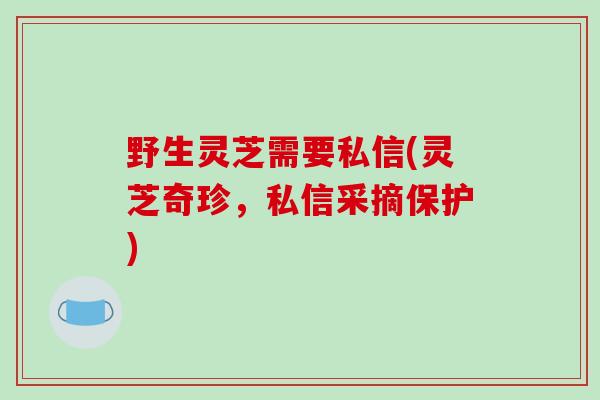 野生灵芝需要私信(灵芝奇珍，私信采摘保护)