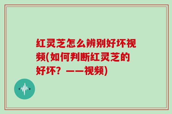 红灵芝怎么辨别好坏视频(如何判断红灵芝的好坏？——视频)