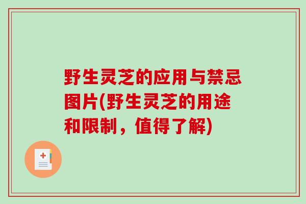 野生灵芝的应用与禁忌图片(野生灵芝的用途和限制，值得了解)