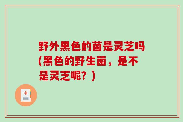 野外黑色的菌是灵芝吗(黑色的野生菌，是不是灵芝呢？)