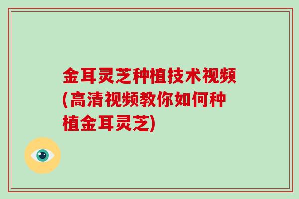 金耳灵芝种植技术视频(高清视频教你如何种植金耳灵芝)