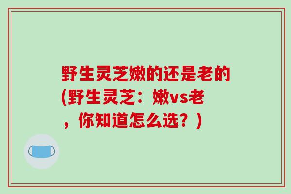 野生灵芝嫩的还是老的(野生灵芝：嫩vs老，你知道怎么选？)