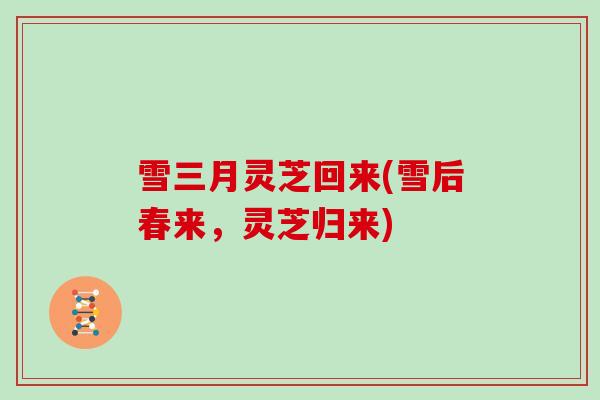 雪三月灵芝回来(雪后春来，灵芝归来)