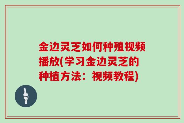 金边灵芝如何种殖视频播放(学习金边灵芝的种植方法：视频教程)