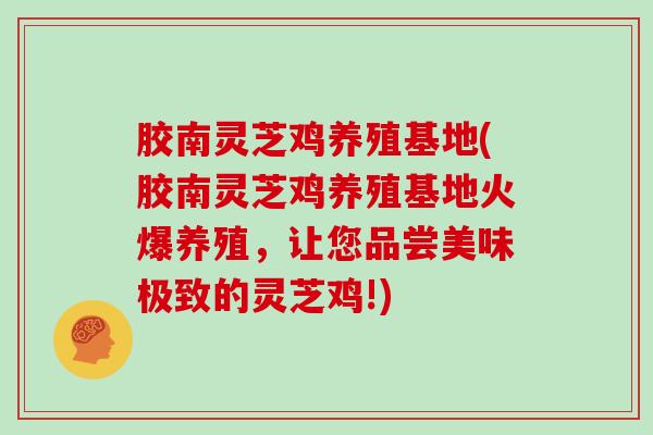 胶南灵芝鸡养殖基地(胶南灵芝鸡养殖基地火爆养殖，让您品尝美味极致的灵芝鸡!)