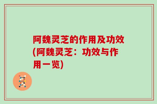 阿魏灵芝的作用及功效(阿魏灵芝：功效与作用一览)