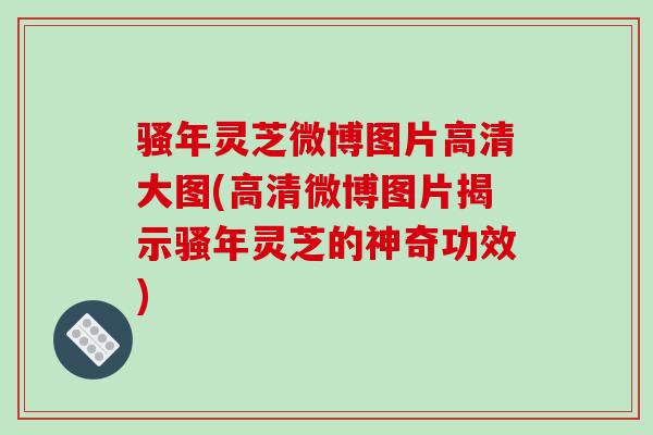 骚年灵芝微博图片高清大图(高清微博图片揭示骚年灵芝的神奇功效)