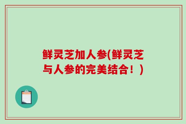 鲜灵芝加人参(鲜灵芝与人参的完美结合！)