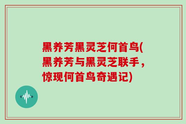 黑养芳黑灵芝何首鸟(黑养芳与黑灵芝联手，惊现何首鸟奇遇记)