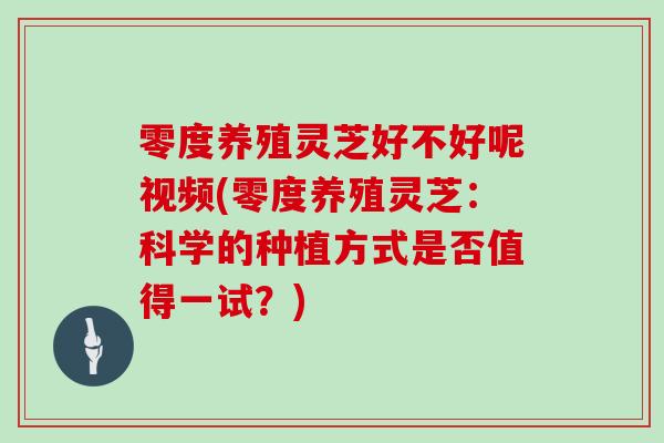 零度养殖灵芝好不好呢视频(零度养殖灵芝：科学的种植方式是否值得一试？)