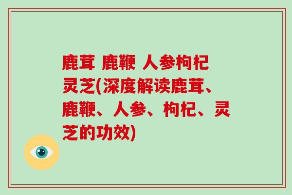 鹿茸 鹿鞭 人参枸杞灵芝(深度解读鹿茸、鹿鞭、人参、枸杞、灵芝的功效)