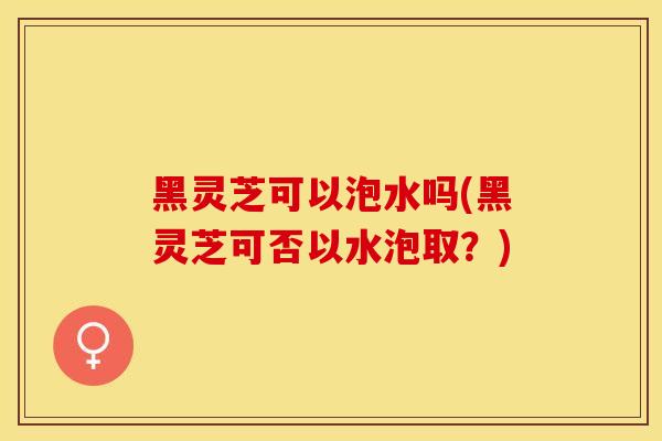 黑灵芝可以泡水吗(黑灵芝可否以水泡取？)