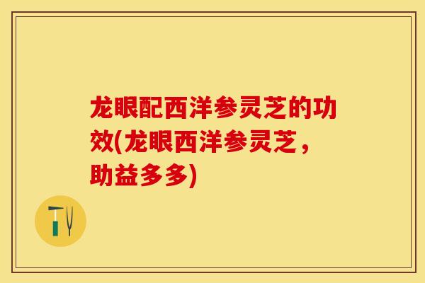 龙眼配西洋参灵芝的功效(龙眼西洋参灵芝，助益多多)