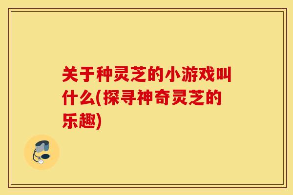 关于种灵芝的小游戏叫什么(探寻神奇灵芝的乐趣)