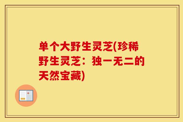 单个大野生灵芝(珍稀野生灵芝：独一无二的天然宝藏)